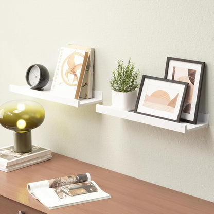 Boswillon Floating Shelves Wall Mounted Set of 2, Modern Black Wall Shelves for Storage with Lip, Display Picture Ledge Shelf for Wall Decor Bedroom Living Room Bathroom Kitchen