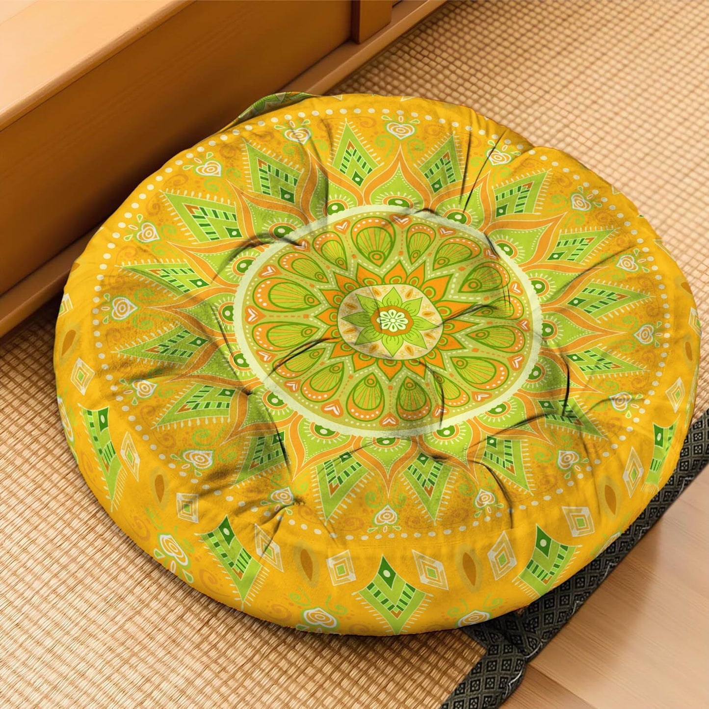 Mandala Meditation Cushion, Boho Meditation Mat, Meditation Pillows for Sitting on Floor, Cushions for Sitting in Home and Outdoor, Square Floor Pillow Cushion Seating for Yoga Accessories 22'' X 22''