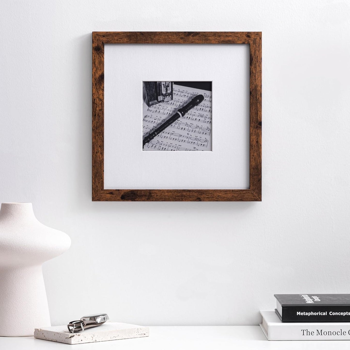 eletecpro 12x12 Picture Frames Set of 9 with Clear Acrylic Cover, Display 8x8 Photos with Mat or 12x12 Without, Classic and Sturdy Square Collage Gallery Wall Decor, Easy Wall Mount, Black