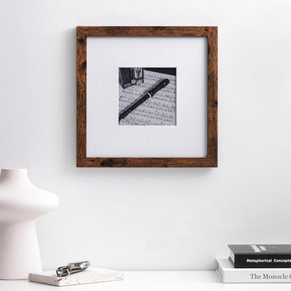 eletecpro 12x12 Picture Frames Set of 9 with Clear Acrylic Cover, Display 8x8 Photos with Mat or 12x12 Without, Classic and Sturdy Square Collage Gallery Wall Decor, Easy Wall Mount, Black