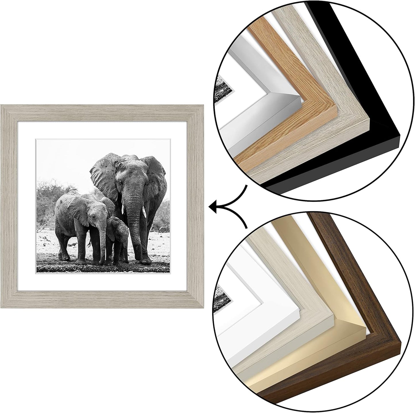 Americanflat 8x10 Picture Frame with Shatter-Resistant Glass - Use as 5x7 Frame with Mat or Display 8x10 Photo Without Mat - Signature Collection - Picture Frames for Tabletop and Wall Display - Black