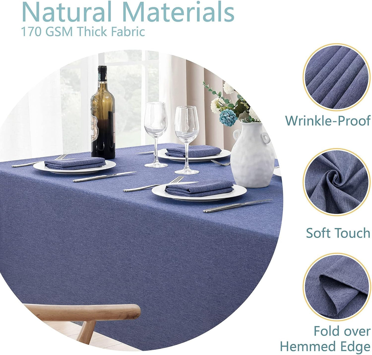 Veblandy Rectangle Tablecloth Waterproof Linen Textured Table Cloth Stain and Wrinkle Resistant Washable, Decorative Fabric Table Cover for Dining, Party and Camping (Sage Green, 52 * 70)