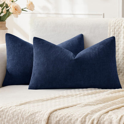 MIULEE Olive Green Couch Pillow Covers 18x18 Inch, Set of 2 Soft Chenille Decorative Square Throw Pillow Covers Farmhouse for Sofa Living Room Bed