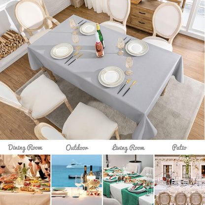 Veblandy Rectangle Tablecloth Waterproof Linen Textured Table Cloth Stain and Wrinkle Resistant Washable, Decorative Fabric Table Cover for Dining, Party and Camping (Sage Green, 52 * 70)