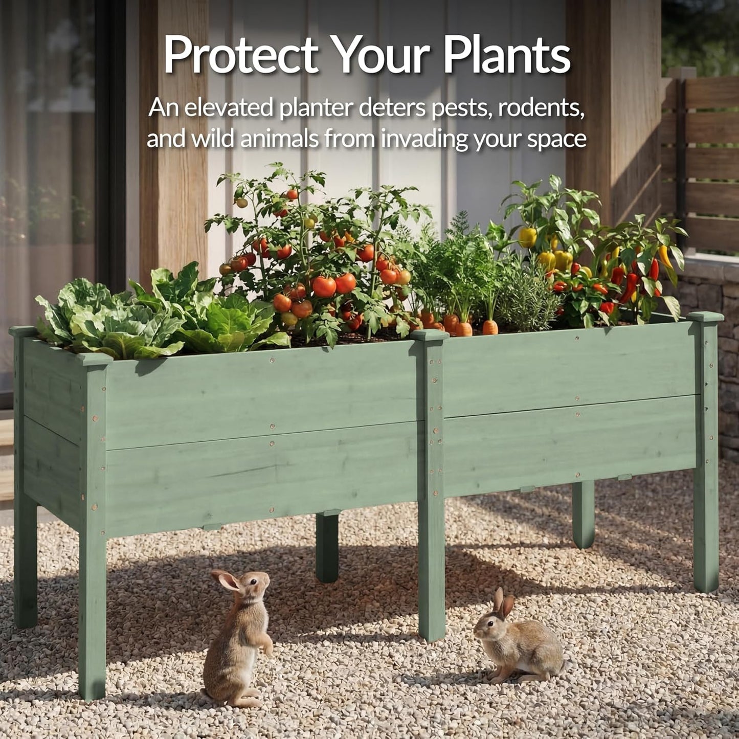 Best Choice Products 72x24x30in Raised Garden Bed, Elevated Wood Planter Box Stand for Backyard, Patio, Balcony w/Divider Panel, 6 Legs, 300lb Capacity - Natural