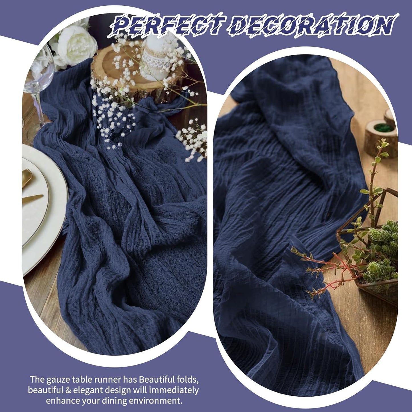 10 Pack Beige Cheesecloth Table Runner 17x108 Inch Boho Gauze Cheese Cloth Table Runners for Wedding Party Baby Shower Birthday Home Decor