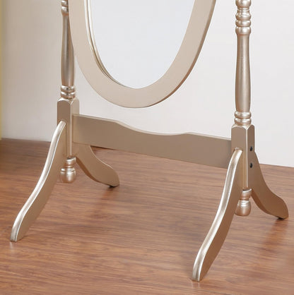 Roundhill Furniture Traditional Queen Anna Style Wood Floor Cheval Mirror, Cherry Finish