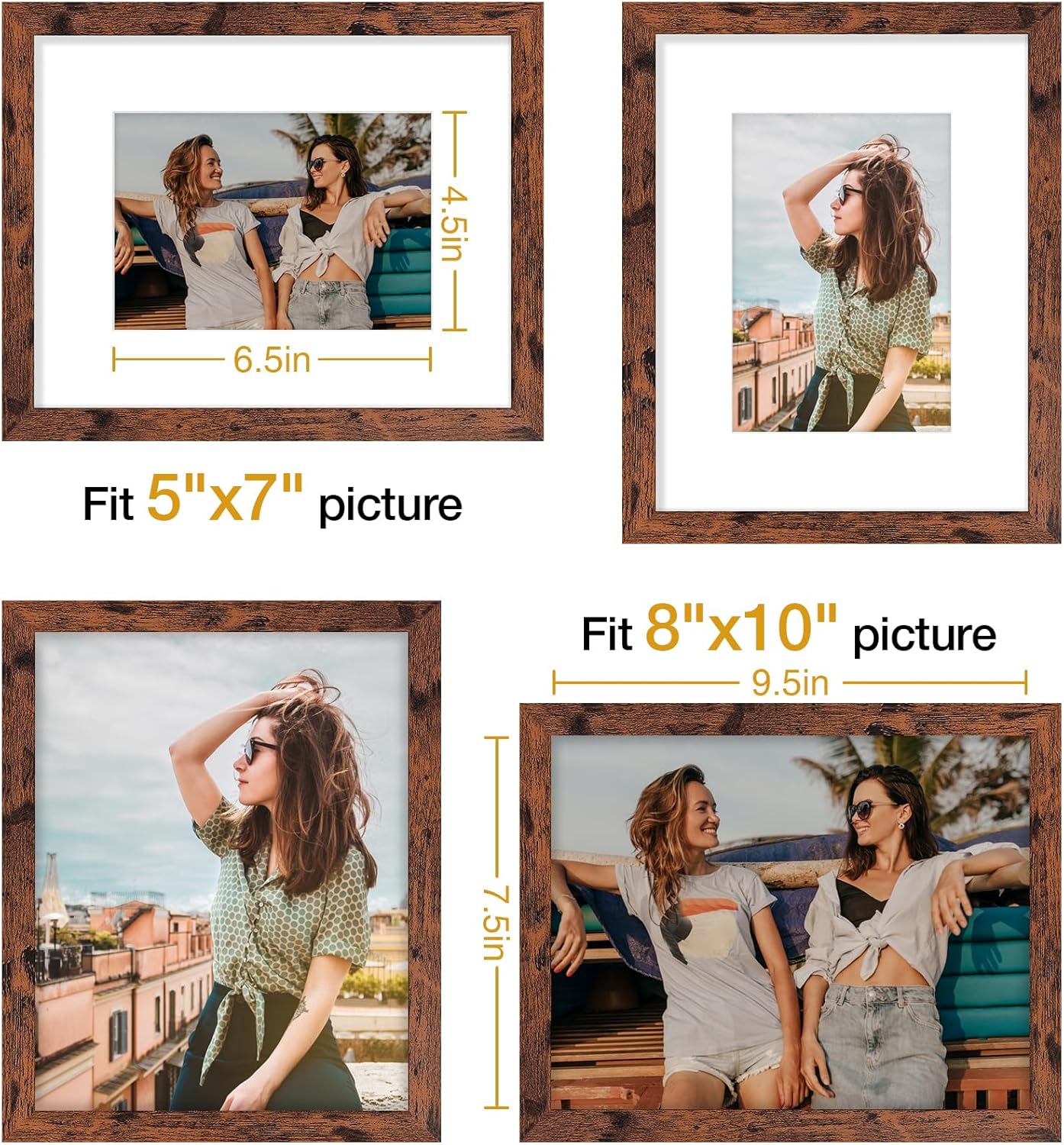 Vittanly 11x14 Picture Frame, Display Pictures 8x10 with Mat or 11x14 without Mat, Photo Frame for Wall Mounting, Black, 1 Pack - Colors A