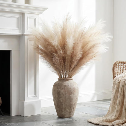 PERFNIQUE Faux Pampas Grass, 9PCS Pompas, Large Pompas Grass, 38'' Tall Pampas Grass for Floor Vase, Pampas Grass Decor Tall for Vase Fillers, Boho Rustic Farmhouse Home Decor(Natural Beige)