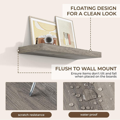 RICHFOCUS 72Inch Floating Shelves for Wall 2 Pack Shelves for Bedroom|Kitchen|Bathroom Wall Mounted Rustic Wood Floating Shelf with Invisible Brackets for Books|Storage|Decor, Rustic Brown