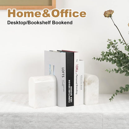 Koville African Natural Marble Bookends for Shelves, Non-Slip Book Ends, 13LBS Ultra Heavy Duty Marble Book Holder Organizer, Apartment Decor for Movies/CD/Video Games(Namib Fantasy)