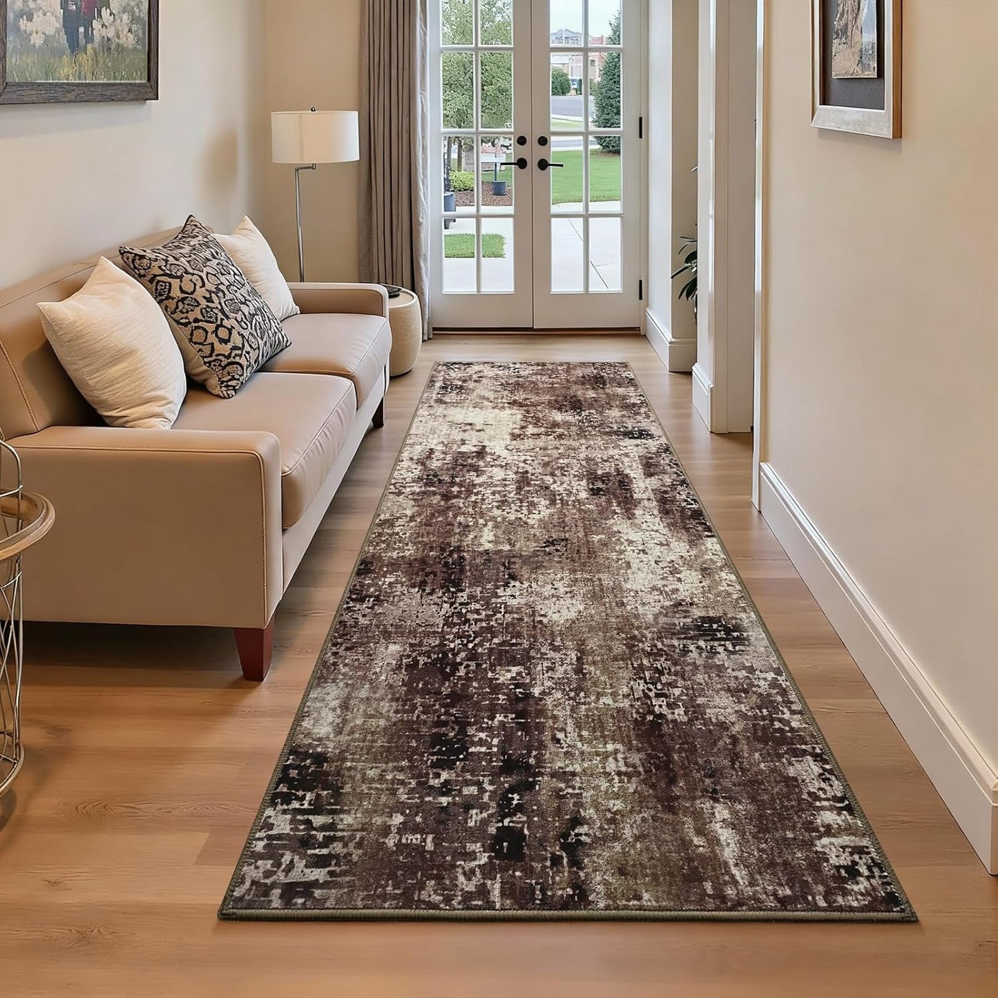 Ompaa 2x6 Rug Runners for Hallways Kitchen Runner Rug Non Slip Washable Grey Long Runner Rugs with Rubber Backing Soft Abstract Carpet Runner for Hallways, Kitchen, Bedroom, Bathroom, Entryway - Colors B