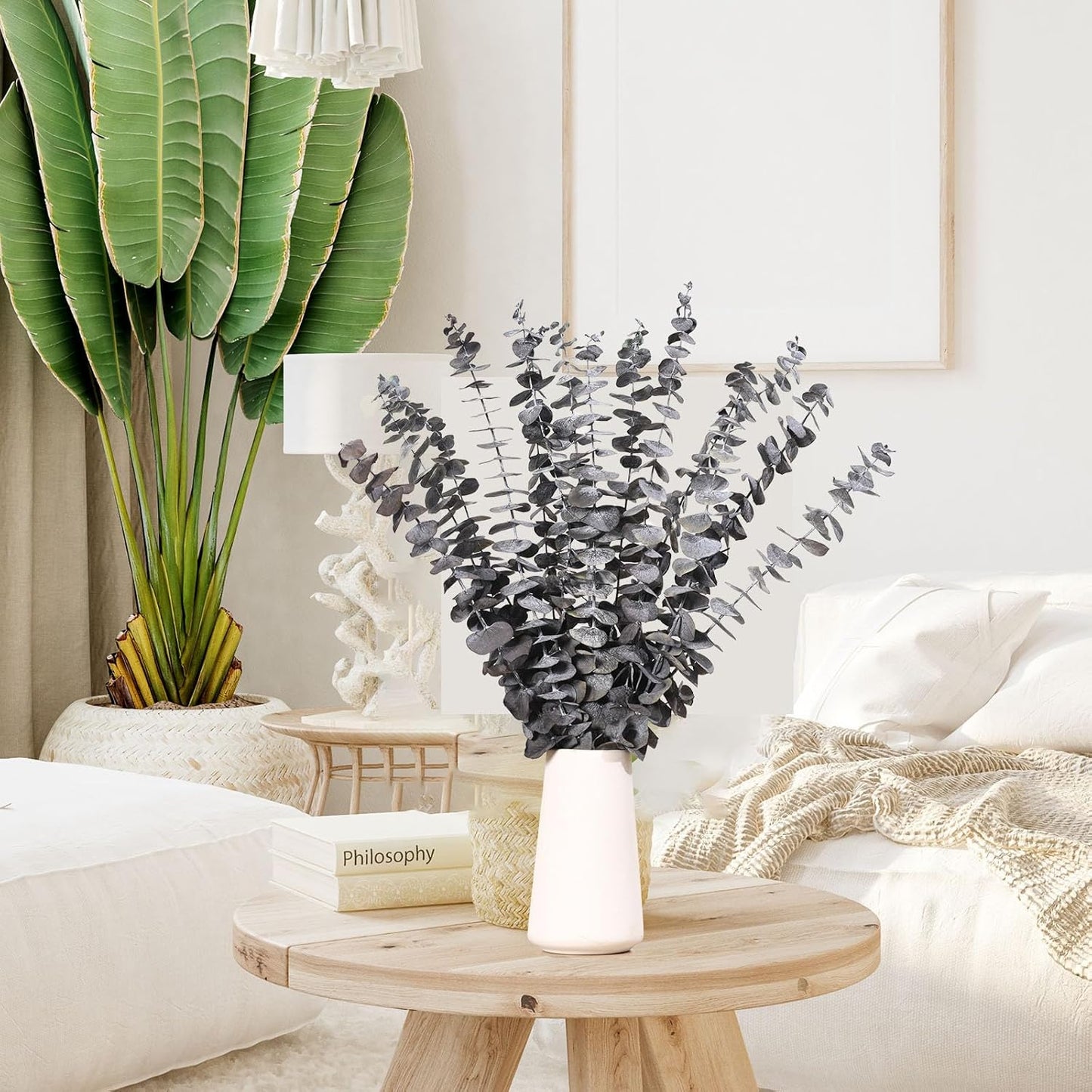 Tavkite 16 Pcs Dried Eucalyptus Stems, 17'' Natural Fresh Eucalyptus Leaves Branches Hanging for Shower, Preserved Real Plant Live Greenery for Home SPA Wall Bathroom Wedding Party Vase Decor