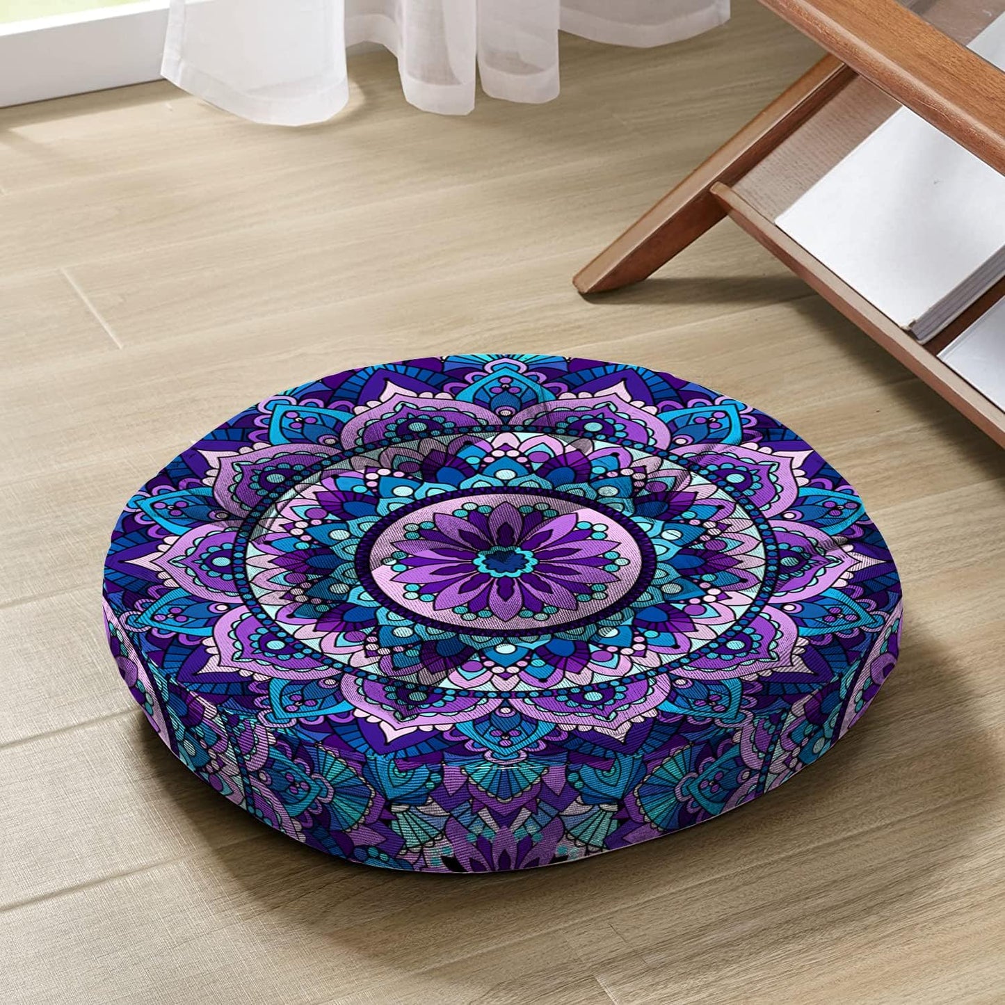 Mandala Meditation Cushion, Boho Meditation Mat, Meditation Pillows for Sitting on Floor, Cushions for Sitting in Home and Outdoor, Square Floor Pillow Cushion Seating for Yoga Accessories 22'' X 22''