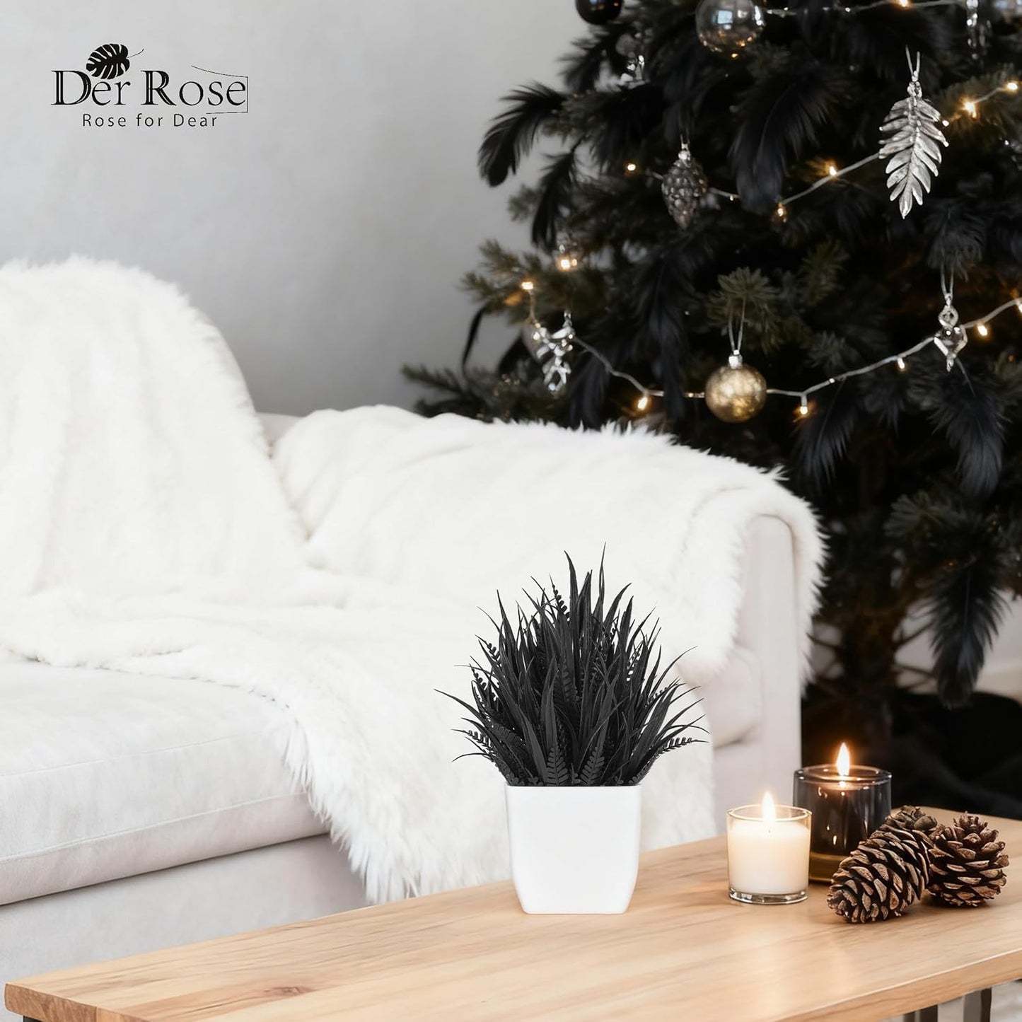 Der Rose 2 Pack Small Fake Plants Mini Artificial Potted Plants for Table Desk Home Laundry Room Bathroom Office Decor