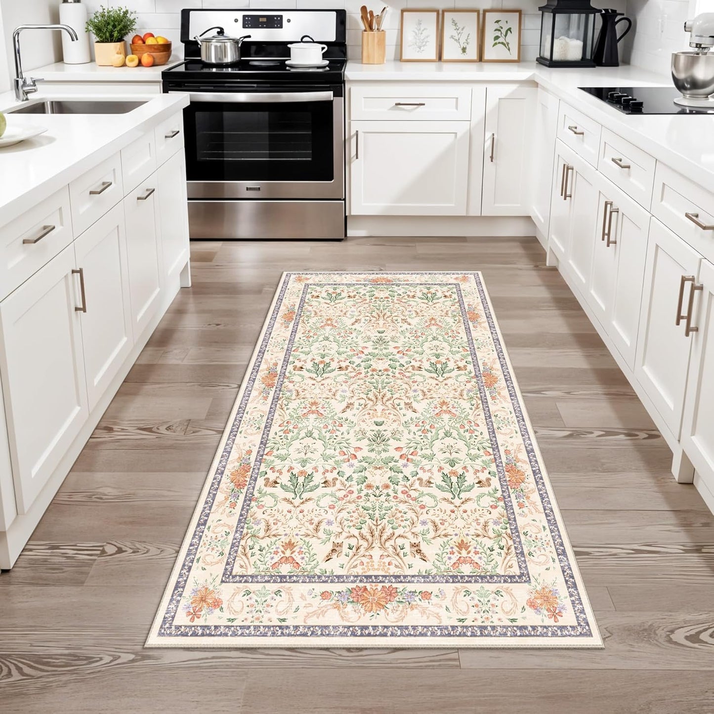 2x3 Washable Non-Slip Area Rug - Soft Low Pile Throw Rug for Kitchen Entryway Bedroom - Modern Indoor Door Mat with Rubber Backing (Beige Grey) - Colors B