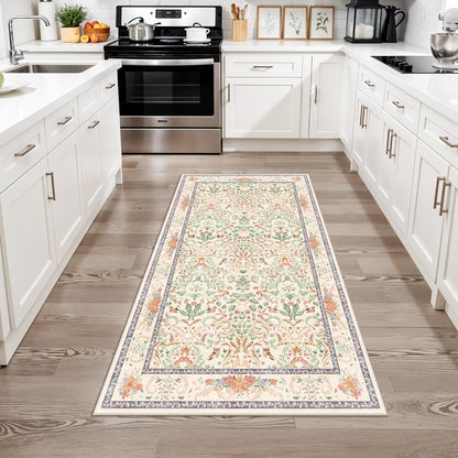 2x3 Washable Non-Slip Area Rug - Soft Low Pile Throw Rug for Kitchen Entryway Bedroom - Modern Indoor Door Mat with Rubber Backing (Beige Grey) - Colors B