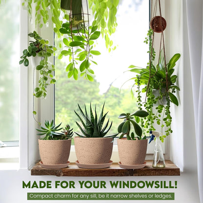 Utopia Home Plant Pots Indoor with Drainage Holes – Set of 5 White Plastic Flower Pots (7/6.6/6/5.3/4.8 Inch) – Modern Planters for Indoor Plants, Room & Office Décor, Great Stocking Stuffers