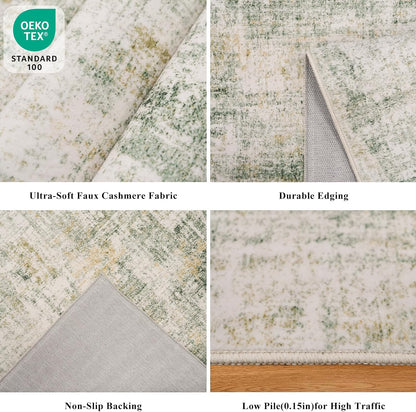 2x3 Washable Non-Slip Area Rug - Soft Low Pile Throw Rug for Kitchen Entryway Bedroom - Modern Indoor Door Mat with Rubber Backing (Beige Grey) - Colors A