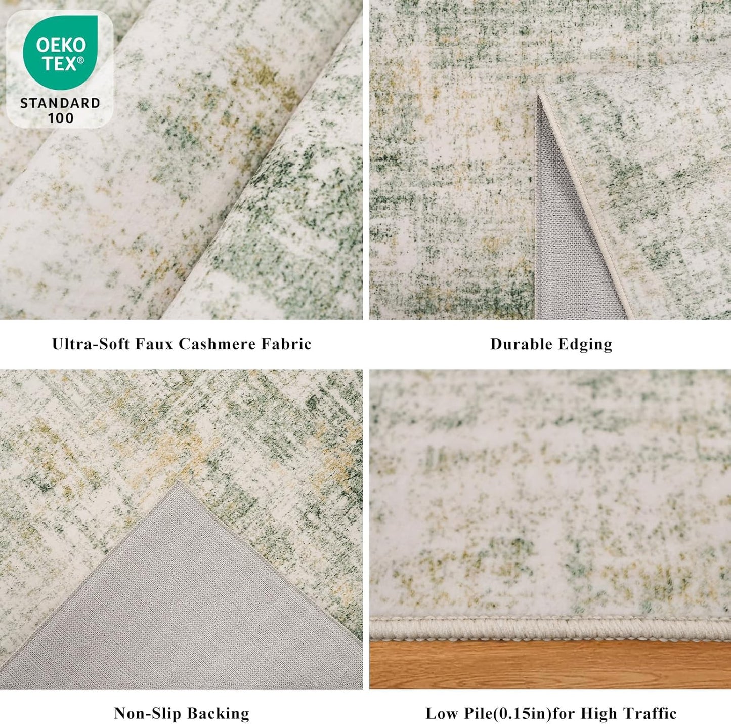 2x3 Washable Non-Slip Area Rug - Soft Low Pile Throw Rug for Kitchen Entryway Bedroom - Modern Indoor Door Mat with Rubber Backing (Beige Grey) - Colors B