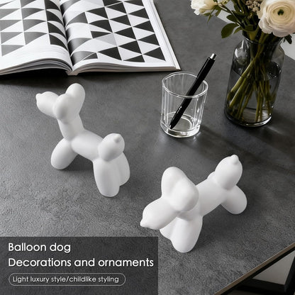 Notakia Cute Ceramics Balloon Dog Statue Crafts Gold Living Room Desktop Decorations,Handmade Modern Small Ceramic Animal Statue Ornament Gold Home Decor Accents