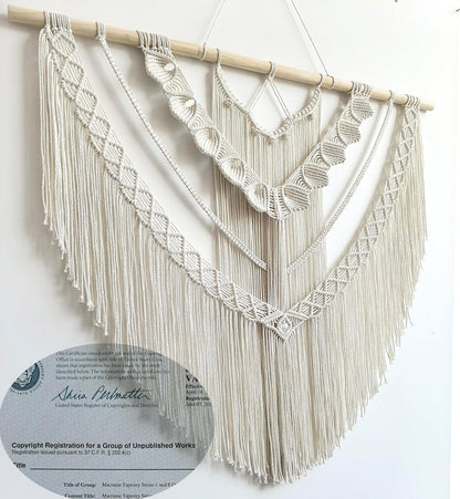 Achart Macrame Wall Hanging Large- Boho Wall Decor- large wall art- Wall Decor Living Room- Macrame Tapestry Boho Decor for Bedroom (Wooden Bead)