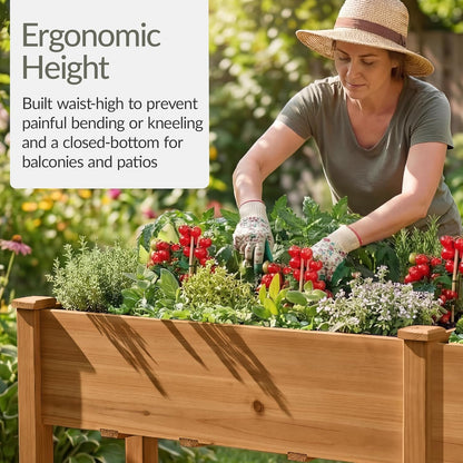 Best Choice Products 72x24x30in Raised Garden Bed, Elevated Wood Planter Box Stand for Backyard, Patio, Balcony w/Divider Panel, 6 Legs, 300lb Capacity - Natural