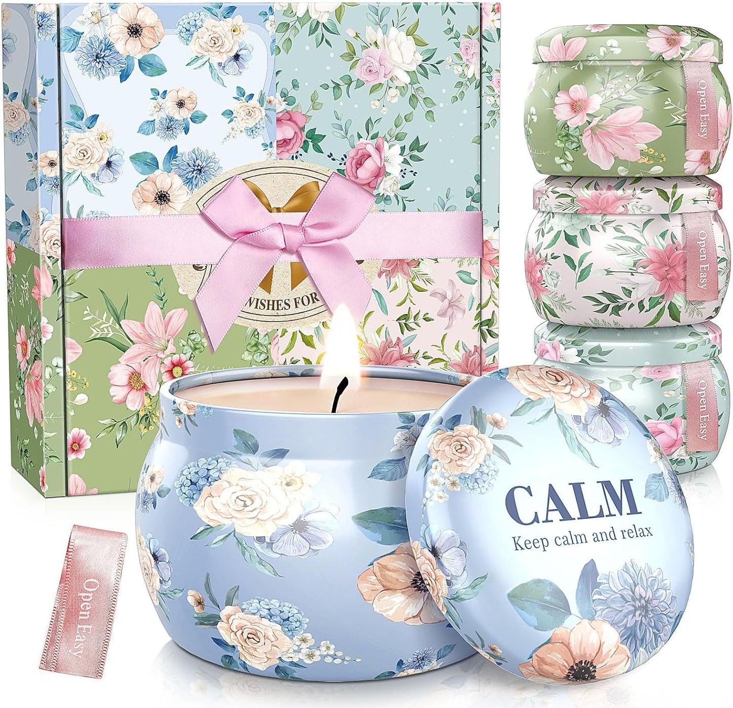 BlissfulOasis Scented Candles Set, 17.6 oz 4 Pack Home Scented Candles, 100-120 Hours Candle Set for Men and Women, Long Lasting Soy Wax Aromatherapy Gift for Birthday, Valentine's Day, Mother's Day