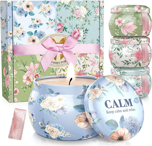 BlissfulOasis Scented Candles Set, 17.6 oz 4 Pack Home Scented Candles, 100-120 Hours Candle Set for Men and Women, Long Lasting Soy Wax Aromatherapy Gift for Birthday, Valentine's Day, Mother's Day