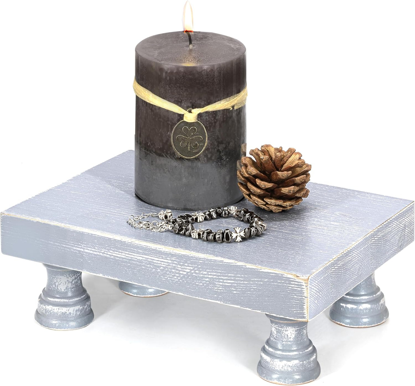 EOSAHR Farmhouse Riser for Room Decor : Decorative Pedestal Stand For Display Your Home Decorations and Uniquely Soap Stand - Rustic Bathroom Counter Tray and Kitchen Decor (Natural Wood)