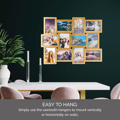 MELANNCO Collage Picture Frame for Wall, Holds 12 Photos - Six 4x6 and Six 6x4 Images, 18x23 Inch Black Plastic Frame, Hang Horizontal or Vertical, Gallery Wall Decor