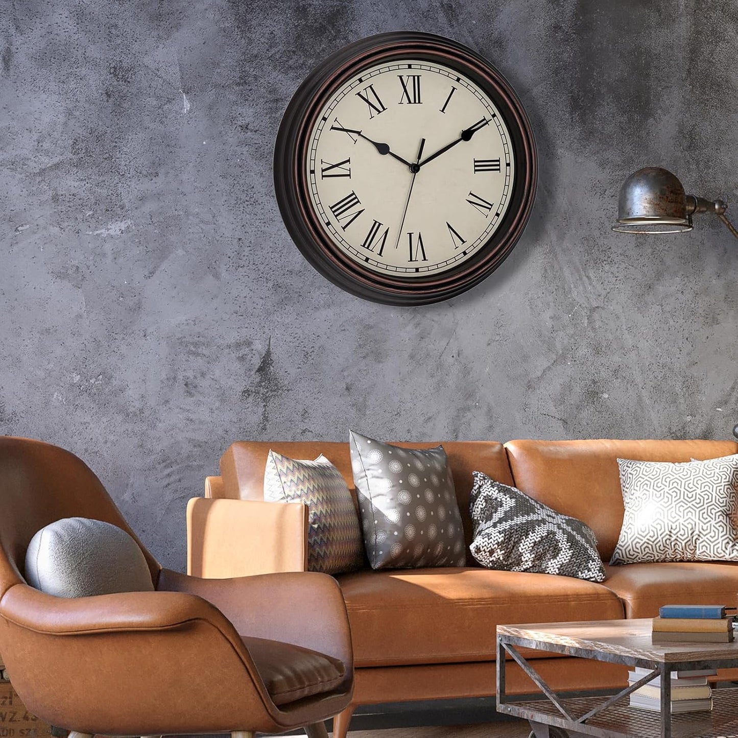 Foxtop Retro Silent Non-Ticking Round Classic Clock Quartz Decorative Battery Operated Wall Clock for Living Room Kitchen Home Office 12 Inch (Bronze)
