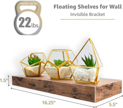 Sorbus Floating Shelves for Wall – 16 Inch Floating Shelf for Kitchen, Bedroom, Living Room, Bathroom, Home & Wall Decor - Mounted Bathroom Shelves with Invisible Brackets (Maple Wood, 2 Pack)