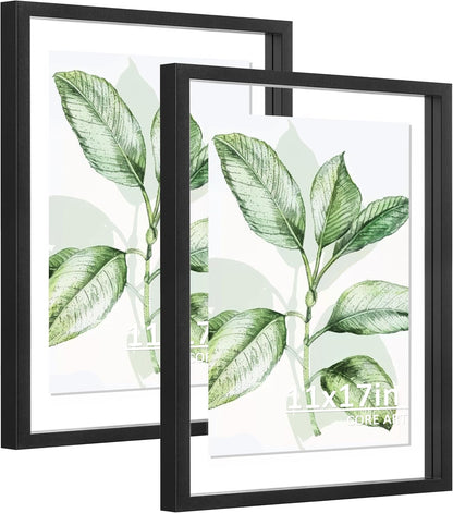 CORE ART 8x10 Floating Picture Frame,Double Plexglass Floating Frame for 5x7,4x6 Pictures,Wall or Tabletop Display,Black