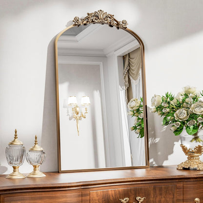 Dewfig Arched Full Length Mirror, 76"x34" Large Floor Mirror, Full Body Mirrors for Leaning or Hanging, Standing Mirrors for Bedroom, Living Room,Dressing Room, Aluminum Alloy Frame, Black