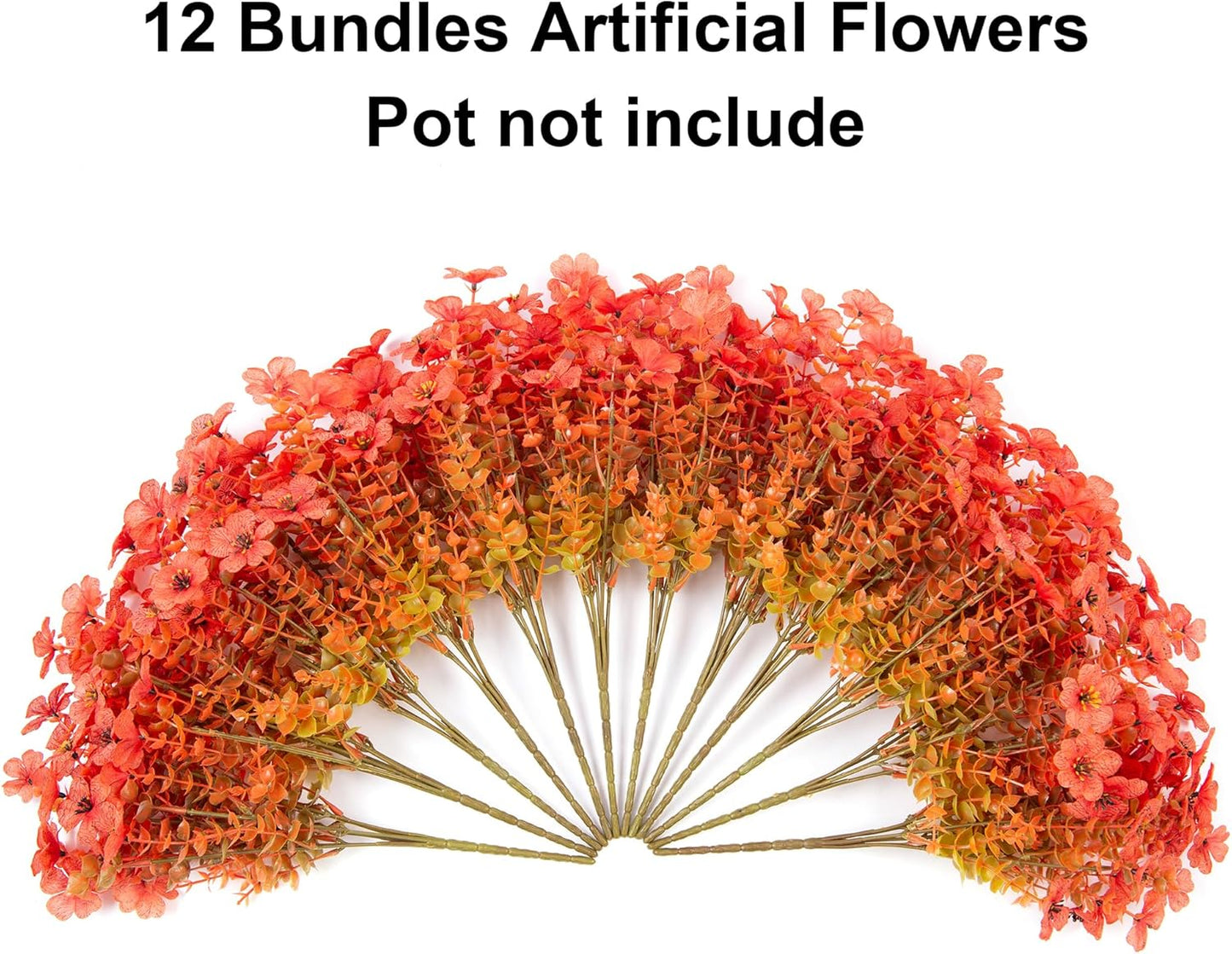 HyeFlora Artificial Flowers for Outdoor Indoor Garden Home Decoration, Faux Flower Daisy with Eucalyptus Leaves Fake Plants Greenery Boxwood Porch Patio, 12 Bundles (Mix Pink Red Purple Yellow)