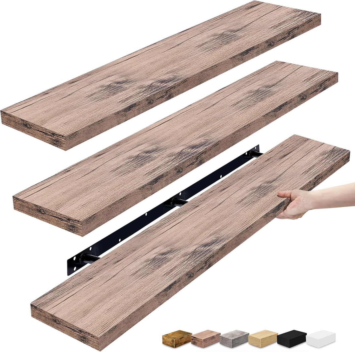 Sorbus Floating Shelves for Wall - 48 Inch Long Bathroom Shelves, Wall Decor for Bedroom, Kitchen, Living Room & Book Storage - Mounted Floating Shelf with Invisible Brackets (Maple Wood, 2 Pack)