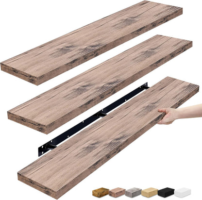 Sorbus Floating Shelves for Wall - 48 Inch Long Bathroom Shelves, Wall Decor for Bedroom, Kitchen, Living Room & Book Storage - Mounted Floating Shelf with Invisible Brackets (Maple Wood, 2 Pack)