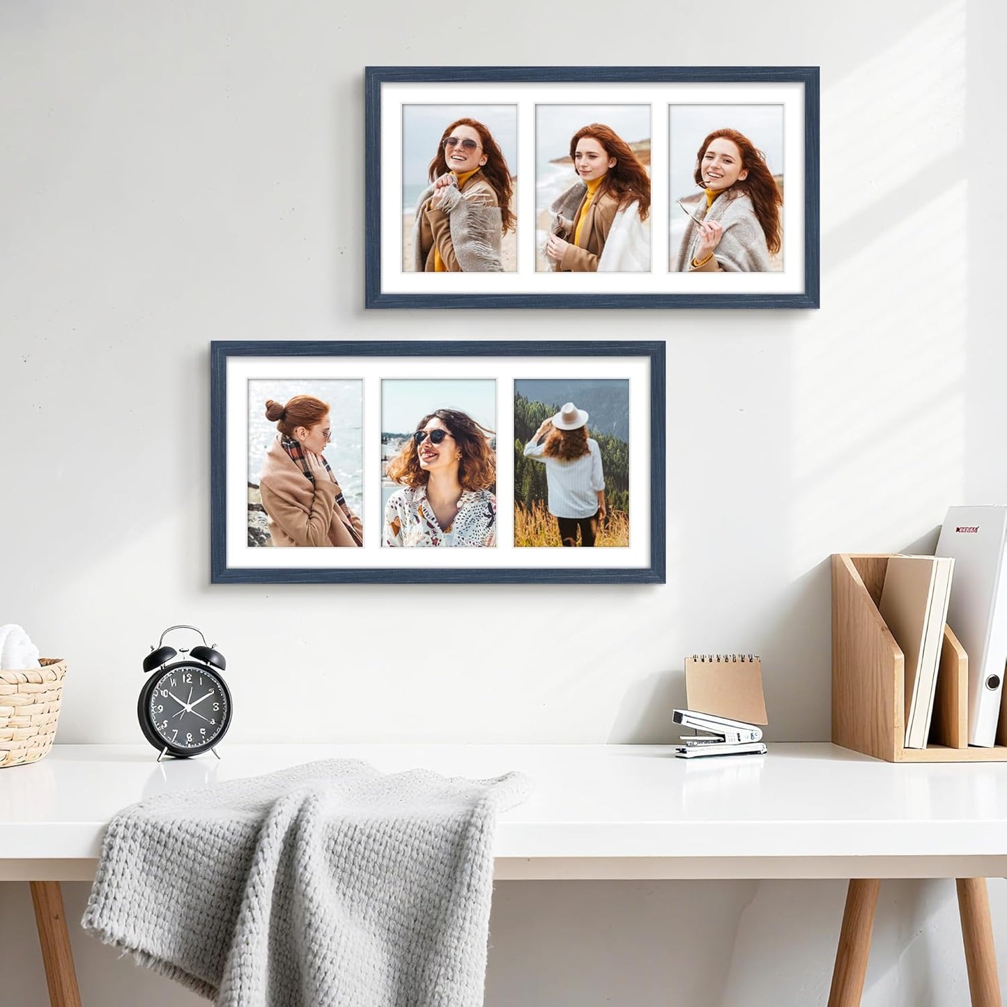DUENPY 14x26 Collage Picture Frame 4x6 Collage Picture Frame Displays Twelve 4x6 inch Photos Available Horizontal Wall Mounting Display and Vertical Black - Colors B
