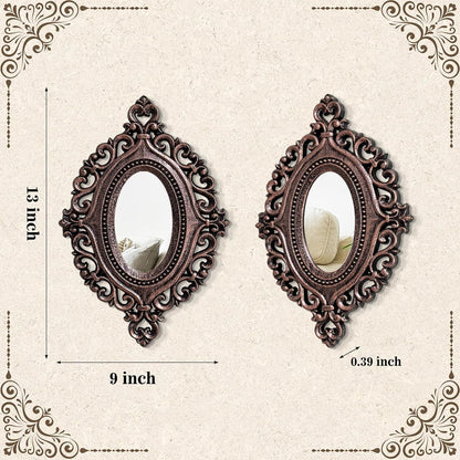 ZEXUIRU 4 Set. Rustic Wall Mirrors for Bedroom Bathroom Living Room Entryway Wood Farmhouse Square Easy to Hang Framed Decorative Accent Hanging Wall-Mounted Mirror Set for Living Room - Black