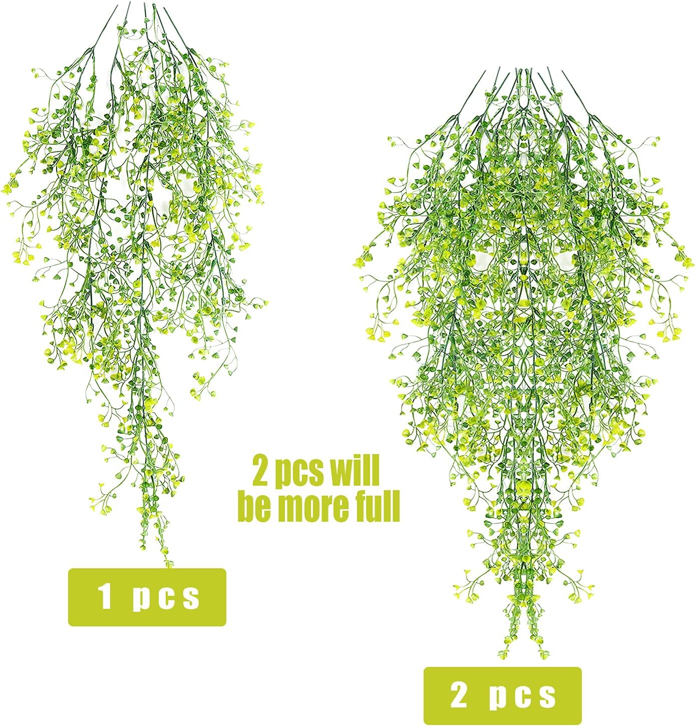 RECUTMS Fake Hanging Plants Artificial Ferns for Outdoor Hanging Faux Plants Vine Ivy Faux Fern Hanging Vines Wall Plants for Home Garden Party Wedding Decor (White 4P)