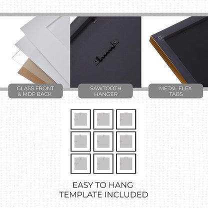 Sheffield Home 9 Piece Gallery Wall Frame Set, 11x14 in. matted to 8x10 in. (Matte Black)