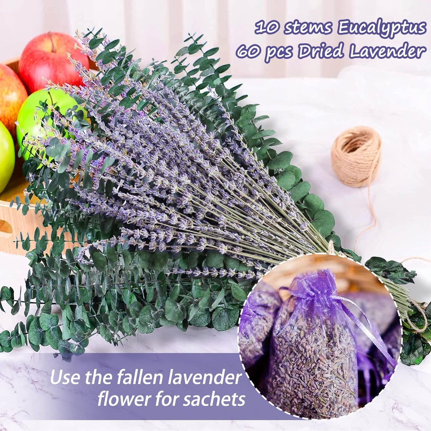 115 Pcs Eucalyptus Stems & Lavenders Flowers Bundles for Shower, 17'' Upgrade Hanging Shower Plant, Natural Real Eucalyptus Leaves Lavenders Stems with Chrysanthemums, Fragrant Bathroom Decor