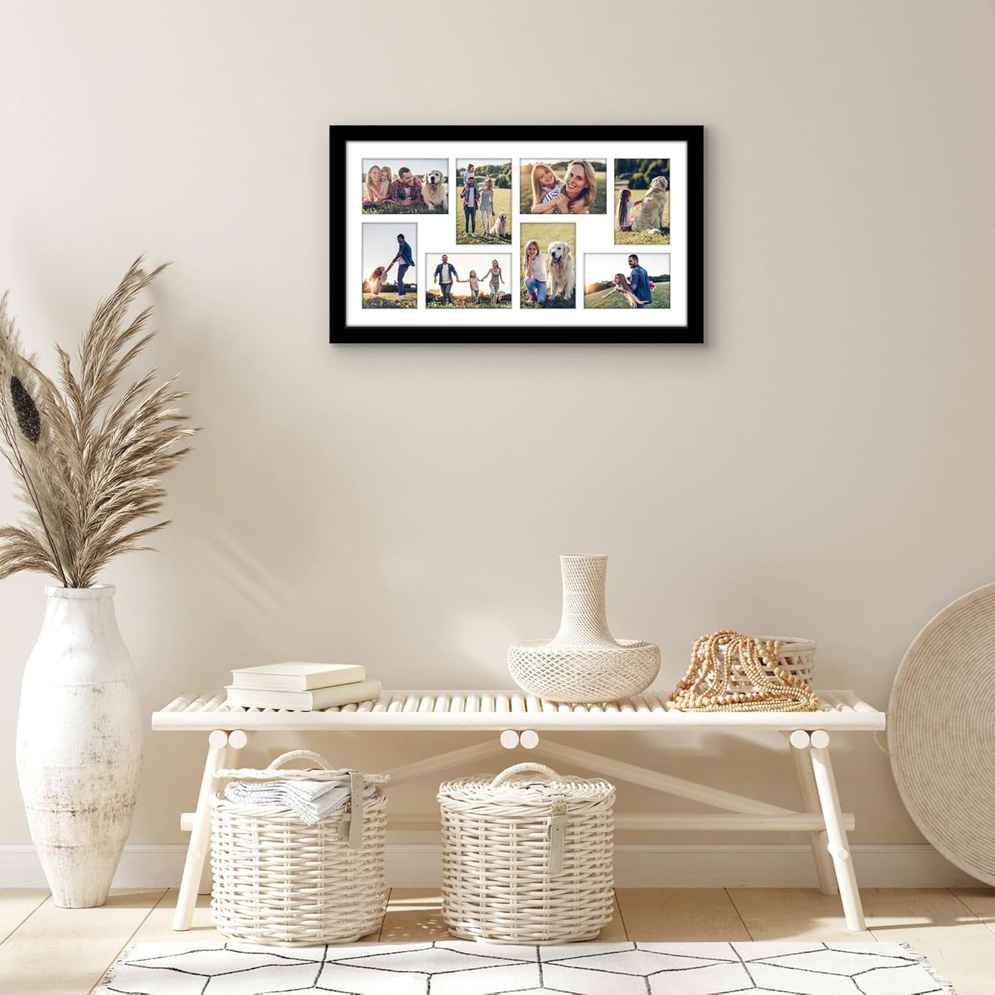 Americanflat 4x6 Collage Picture Frame with Shatter-Resistant Glass - Fits Five 4x6 Photos or Use as One 11x14 Picture Frame - Signature Collection - Collage Frames for Wall Display - Black