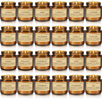 Howemon 24 Pack Scented Candles Set for Home, Relaxing Stress Relief, Aromatherapy - Natural Soy Wax and Fragrance - Gifts for Women, Mom, Best Friend, Wife, Birthday