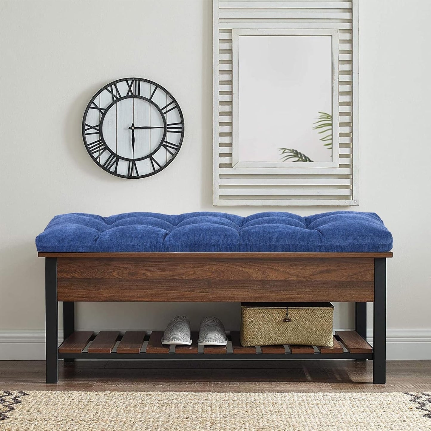 baibu 36 Inch Memory Foam Bench Cushion, Dual-Layer Patent Design Non-Slip Indoor Bench Cushion with Ties, 36x15x3Inch, Beige