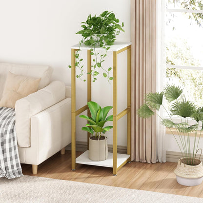 Plant Stand Indoor Corner Tall 2 Tier Metal Modern Flower Storage Plant Shelf Holder for Living Room Balcony Garden,Black (2 Tier-Black Round)