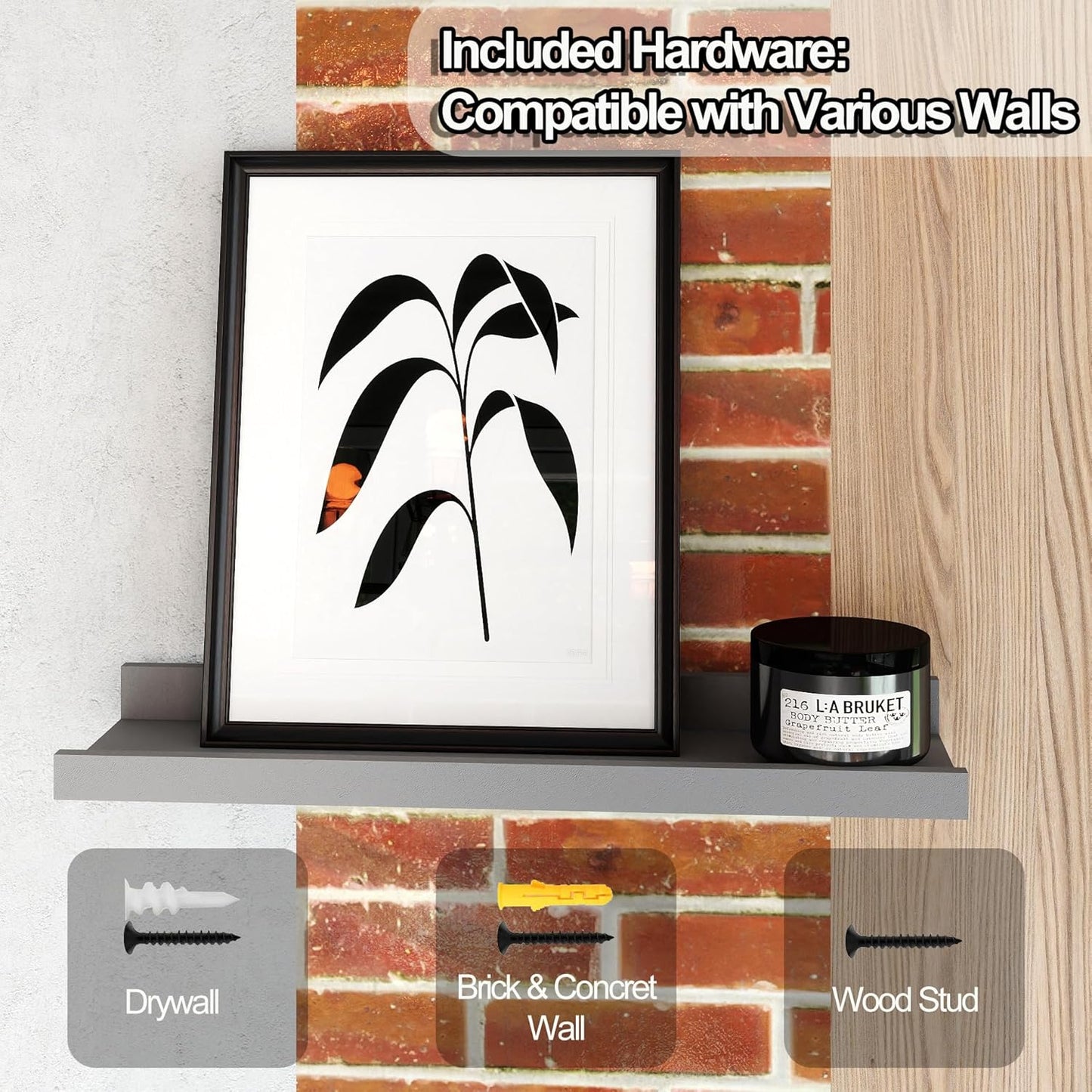 White Floating Shelves for Wall Decor, Wall Mounted Wood Storage Shelf for Bedroom, Living Room, Bathroom, Kitchen, Nursery, Display Picture Ledge Shelf with Lip Set of 2-14 Inches, White