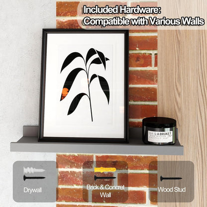 White Floating Shelves for Wall Decor, Wall Mounted Wood Storage Shelf for Bedroom, Living Room, Bathroom, Kitchen, Nursery, Display Picture Ledge Shelf with Lip Set of 2-14 Inches, White