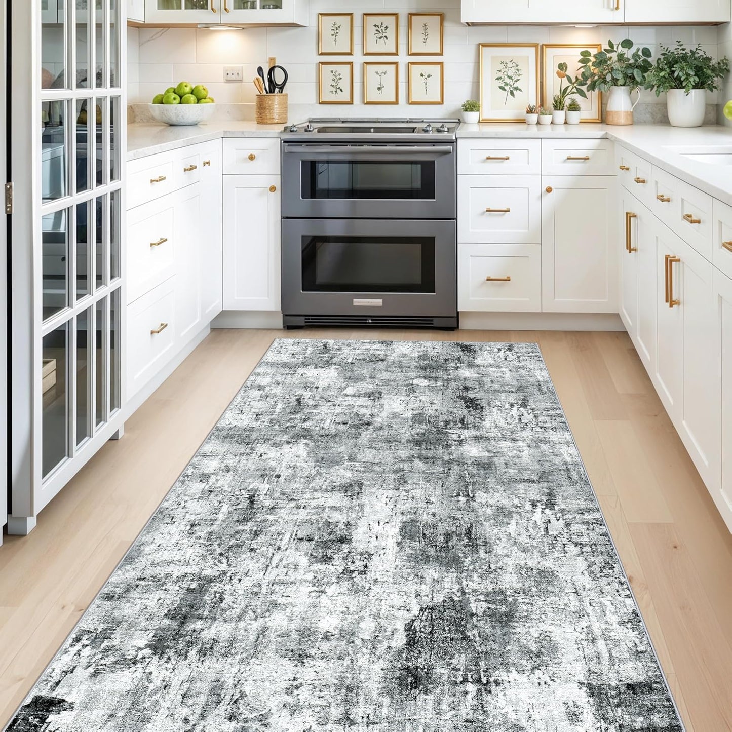 2x3 Washable Non-Slip Area Rug - Soft Low Pile Throw Rug for Kitchen Entryway Bedroom - Modern Indoor Door Mat with Rubber Backing (Beige Grey) - Colors B